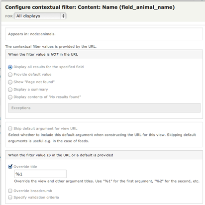 Set your filter options