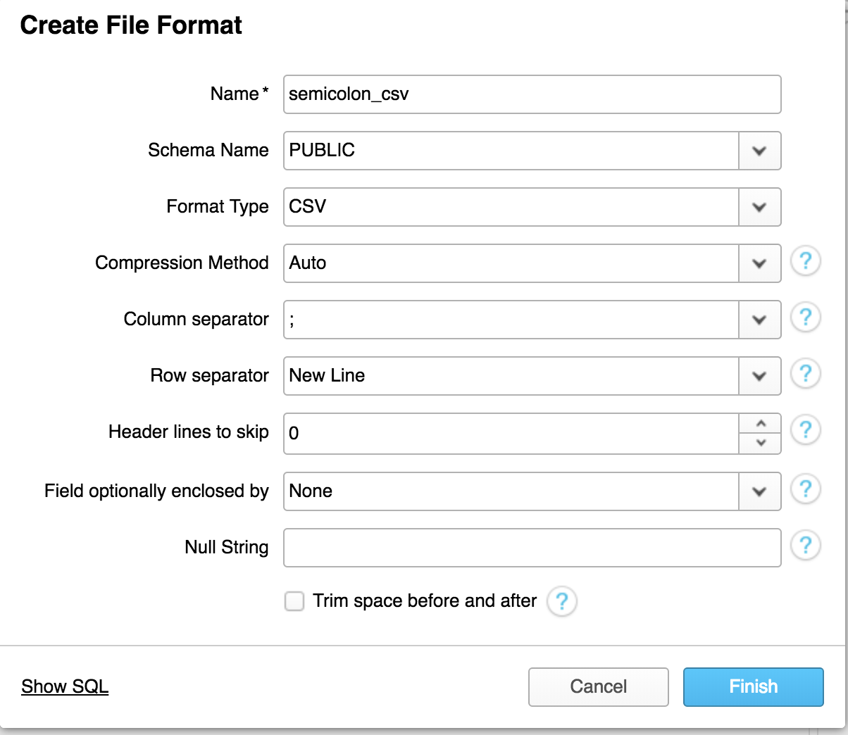 File Format creation screenshot