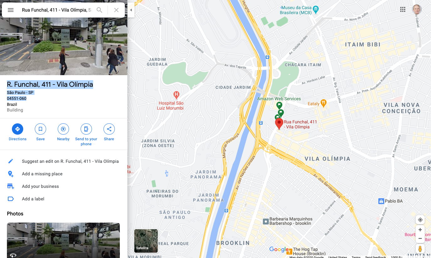 Metal Toad office in Sao Paulo seen from Google Maps